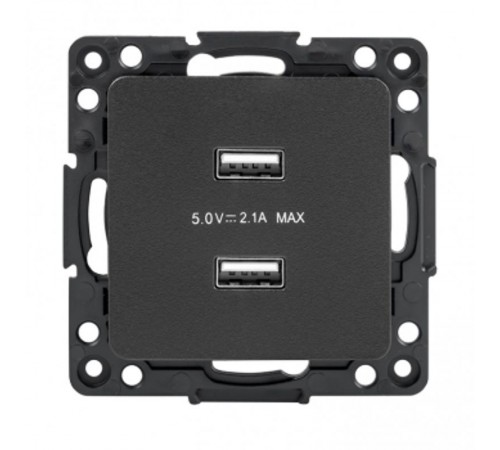 Стокгольм Механизм Розетки USB 2-местной 2,1А черный PROxima  EZR16-028-10-2USB  EKF