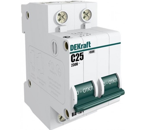 Выключатель автоматический двухполюсный ВА-101 1А C 4,5кА  11061DEK  DEKraft