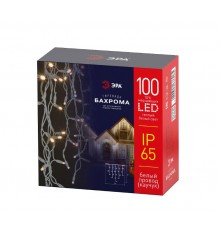 Гирлянда светодиодная ERAPS-WK2 бахрома 1x2 м, белый каучук, теплый белый свет 100 LED  Б0056013  ЭРА