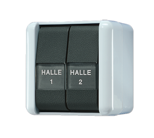 Выключатель сдвоенный универсальный для накладного монтажа IP44  809NAW  Jung