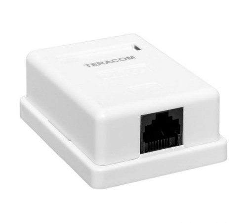 Розетка настенная TERACOM Cat.5E неэкранированная 1 порт RJ-45 Dual IDC белая  TRC-WBOX-1RJ45-5EUTP-WH  EKF