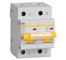 Выключатель автоматический двухполюсный ВА47-100 50А D 10кА KARAT  MVA40-2-050-D  IEK