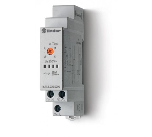 Модульный электронный лестничный таймер 1-функциональный; 1NO 16A; 3-проводная схема; питание 230В АC; ширина 17.5мм; степень защиты IP20