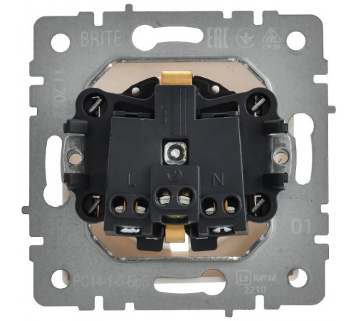 BRITE Розетка с заземлением со шторками 16А РС14-1-0-БрБ белый  BR-R14-16-K01-PRO  IEK