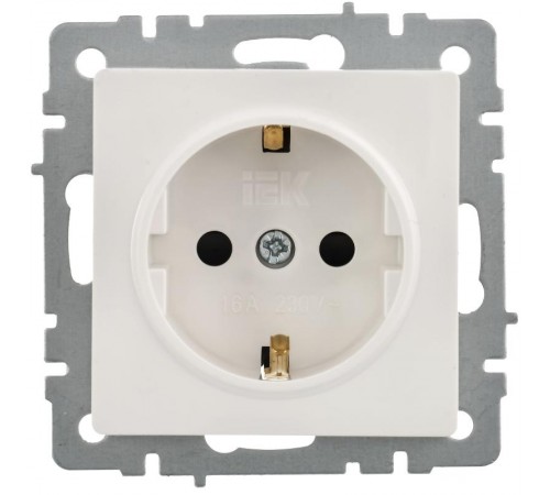 BRITE Розетка с заземлением со шторками 16А РС14-1-0-БрБ белый  BR-R14-16-K01-PRO  IEK