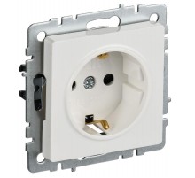 BRITE Розетка с заземлением со шторками 16А РС14-1-0-БрБ белый  BR-R14-16-K01-PRO  IEK