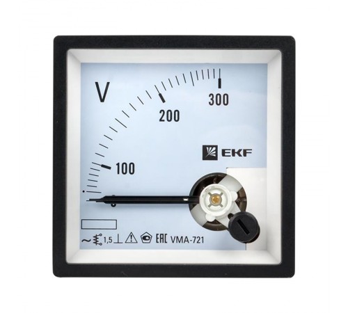 Вольтметр VM-A721 аналоговый на панель 72х72 (квадратный вырез) 300В прямое подключение EKF PROxima  vma-721-300  EKF
