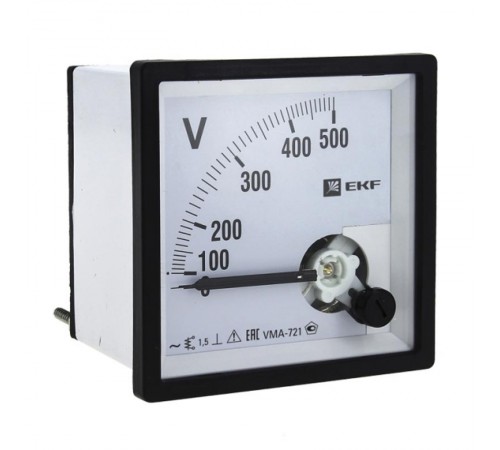 Вольтметр VM-A721 аналоговый на панель 72х72 (квадратный вырез) 300В прямое подключение EKF PROxima  vma-721-300  EKF
