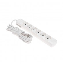 Удлинитель PREMIUM 6 гнезд, 5м, 3х1,5мм, с/з, белый  13-4114  REXANT