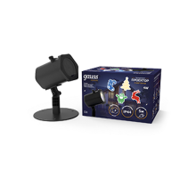 Проектор светодиодный "4 картинки" серия Holiday, анимированные картинки Дед Мороз, Рождественский Олень, Подарки, Ёлка, IP44, 1/30  HL093  Gauss