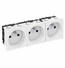 Розетка тройная 0° франц. стандарт, 250 В, 16A (белый) (STD-F0 RW3)  6120192  OBO Bettermann