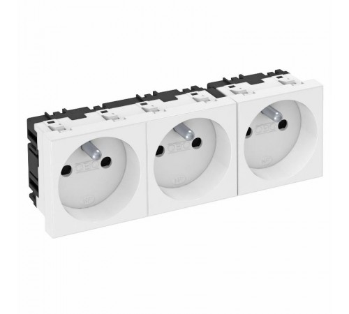 Розетка тройная 0° франц. стандарт, 250 В, 16A (белый) (STD-F0 RW3)  6120192  OBO Bettermann