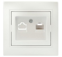 Розетка Intro Plano 1-303-06 информационная RJ45, IP20, СУ, перламутр  Б0053987  Intro