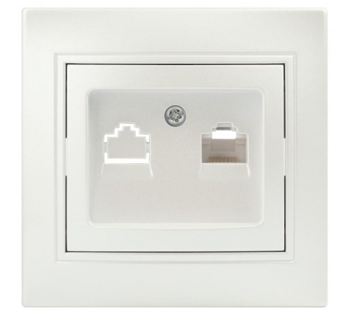 Розетка Intro Plano 1-303-06 информационная RJ45, IP20, СУ, перламутр  Б0053987  Intro