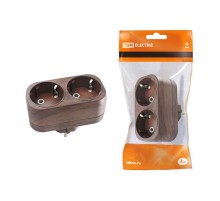 Блок на 2 гнезда 2П+З плоский 16А 250B "Эко" (бук)   SQ1806-0079  TDM