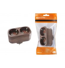 Блок на 2 гнезда 2П+З плоский 16А 250B "Эко" (бук)   SQ1806-0079  TDM