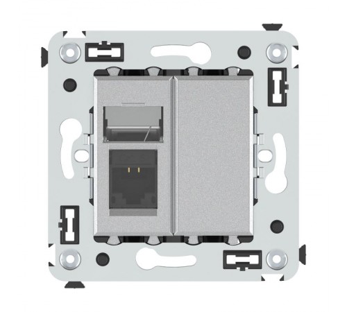 Компьютерная розетка RJ-45 в стену, кат.6 одинарная,"Avanti", "Закаленная сталь"  4404293  DKC