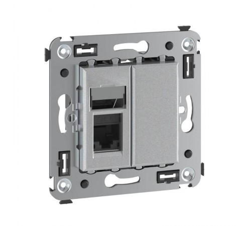 Компьютерная розетка RJ-45 в стену, кат.6 одинарная,"Avanti", "Закаленная сталь"  4404293  DKC