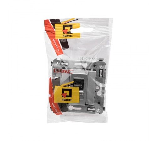 Компьютерная розетка RJ-45 в стену, кат.6 одинарная,"Avanti", "Закаленная сталь"  4404293  DKC