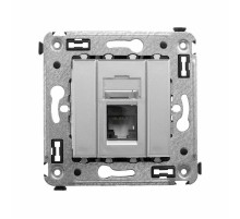 Компьютерная розетка RJ-45 в стену, кат.6 одинарная,"Avanti", "Закаленная сталь"  4404293  DKC