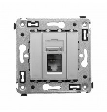 Компьютерная розетка RJ-45 в стену, кат.6 одинарная,"Avanti", "Закаленная сталь"  4404293  DKC
