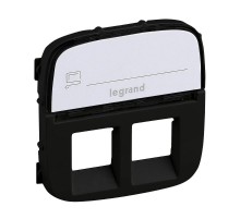Valena ALLURE Антрацит Накладка розетки ТЛФ/комп 2-ой с полем для надписи  755488  Legrand