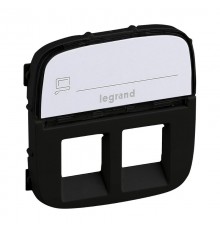 Valena ALLURE Антрацит Накладка розетки ТЛФ/комп 2-ой с полем для надписи  755488  Legrand
