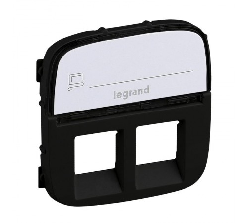 Valena ALLURE Антрацит Накладка розетки ТЛФ/комп 2-ой с полем для надписи  755488  Legrand