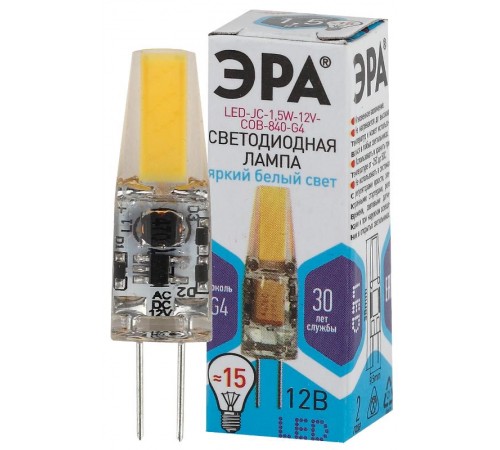 Лампа светодиодная LED-JC-1,5W-12V-COB-840-G4  Б0033198  ЭРА
