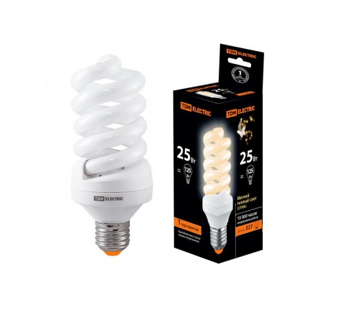 Лампа энергосберегающая КЛЛ-FS-25 Вт-2700 К-Е27 (60х141 мм)  SQ0323-0013  TDM