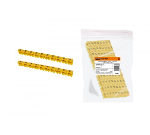 Маркер наборный - символ "N" желтый 1,5 мм2 (150 шт.)   SQ0534-0011  TDM