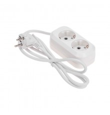 Удлинитель 2 гнезда, 1,5м, 3х0,75мм, с/з, белый  13-4202  PROconnect