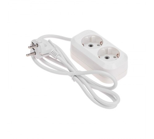 Удлинитель 2 гнезда, 1,5м, 3х0,75мм, с/з, белый  13-4202  PROconnect