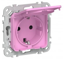 FLITE Розетка с заземлением со шторками с крышкой быстрозажимные клеммы 16А IP44 РСшкр11-1-44-ФлПр пурпурный  FI-R16-16-1-44-K99  IEK