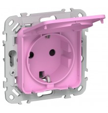 FLITE Розетка с заземлением со шторками с крышкой быстрозажимные клеммы 16А IP44 РСшкр11-1-44-ФлПр пурпурный  FI-R16-16-1-44-K99  IEK