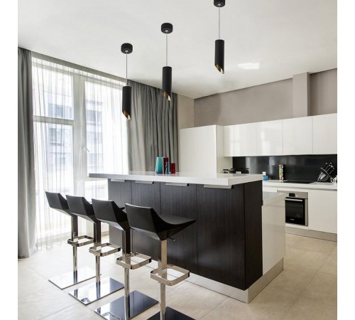 Светильник потолочный на подвесе MR16 35W 230V, черный, золото, D55*H200 ML1828  48043  FERON