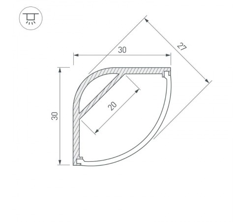 Профиль ARH-KANT-H30-2000 ANOD  016136  Arlight