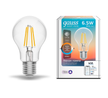 Лампа светодиодная филаментная Smart Home DIM+CCT E27 A60 6,5Вт 2000-6500 К 1/10/40  1220112  Gauss