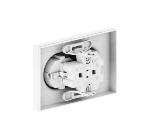 Механизм розетки двойной, 16А, с заземлением, со шторками, с рамкой, белый Эпика EKF  UP1-SOW-211  EKF