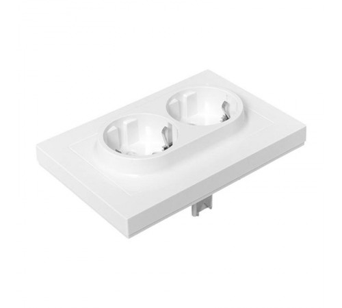 Механизм розетки двойной, 16А, с заземлением, со шторками, с рамкой, белый Эпика EKF  UP1-SOW-211  EKF