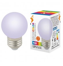 Лампа светодиодная LED-G45-1W/RGB/E27/FR/С декоративная LED. "шар", матовая. Цвет RGB  UL-00005808  Volpe