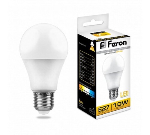 Лампа светодиодная LB-92 (10W) 230V E27 2700K A60  25457  FERON