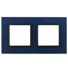14-5102-29 Рамка на 2 поста, стекло, Эра Elegance, синий+антр  Б0034501  ЭРА
