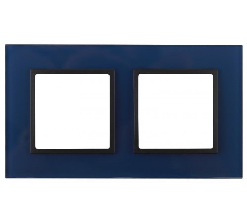 14-5102-29 Рамка на 2 поста, стекло, Эра Elegance, синий+антр  Б0034501  ЭРА