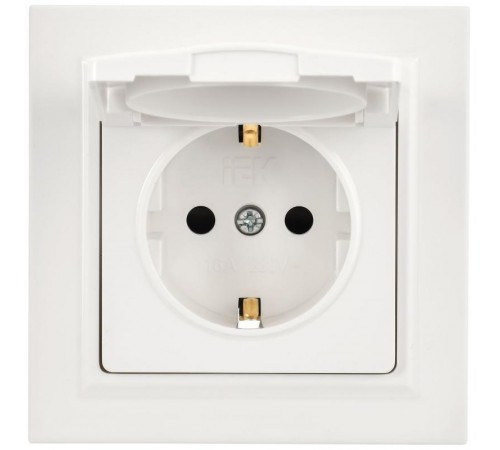 BRITE Розетка с крышкой 16А IP44 РСбш10-3-44-БрБ белый в сборе  BR-R16-16-44-K01-F-PRO  IEK
