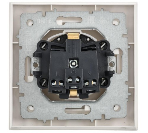BRITE Розетка с крышкой 16А IP44 РСбш10-3-44-БрБ белый в сборе  BR-R16-16-44-K01-F-PRO  IEK