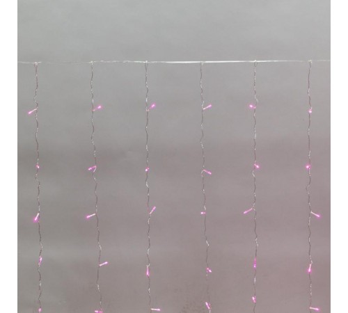 Дождь 3х2 м, прозрачный ПВХ, 240 LED, розовый, IP20, с контроллером, не соединяется  235-097  NEON-NIGHT