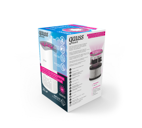 Очиститель-рециркулятор воздуха с ультрафиолетовым излучением бактерицидный серия Guard, площадь очистки 20 метров, 1/8/32  GR001  Gauss