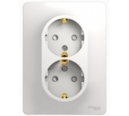 Glossa Белый Розетка 2-я с заземлением со шторками (в сборе с рамкой)  GSL000126  SE