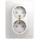 Glossa Белый Розетка 2-я с заземлением со шторками (в сборе с рамкой)  GSL000126  SE